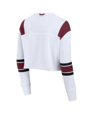 Women's White Texas A&M Aggies Training Camp Cropped Long Sleeve V-Neck Fashion Top