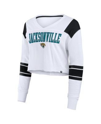 Women's White Jacksonville Jaguars Stretch Cropped Fashion Long Sleeve T-Shirt