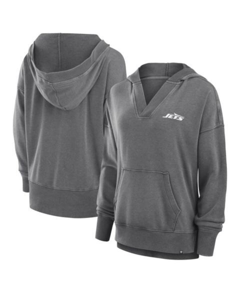 Женское худи Fanatics Heather Charcoal New York Jets Initiative Snow Wash French Terry V-Neck Pullover