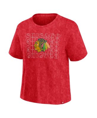 Women's Red Chicago Blackhawks Faded Wash T-Shirt
