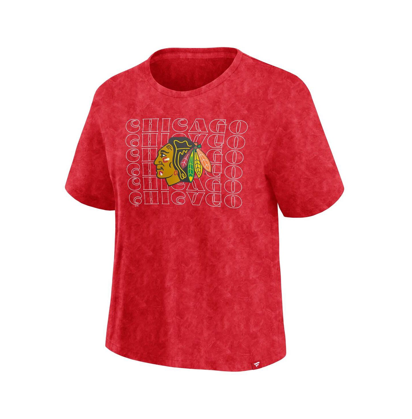 Женская футболка Fanatics Red Chicago Blackhawks Faded Wash — фото 3
