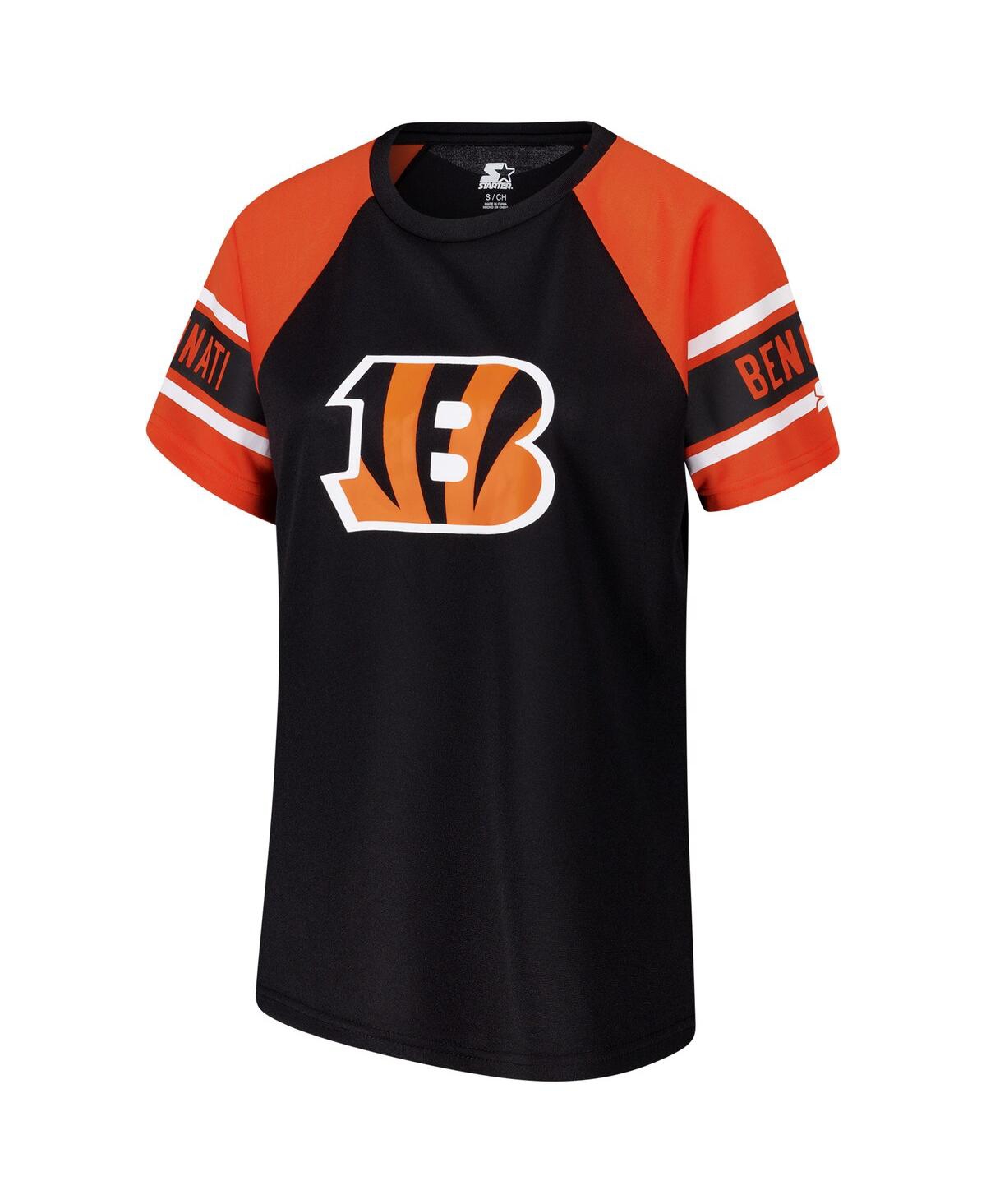 Starter Women's Black Cincinnati Bengals 1st Rounder Color Block Raglan Top In Multi