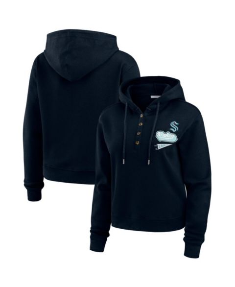 Женское худи WEAR by Erin Andrews Deep Sea Blue Seattle Kraken Waffle-Knit Pullover