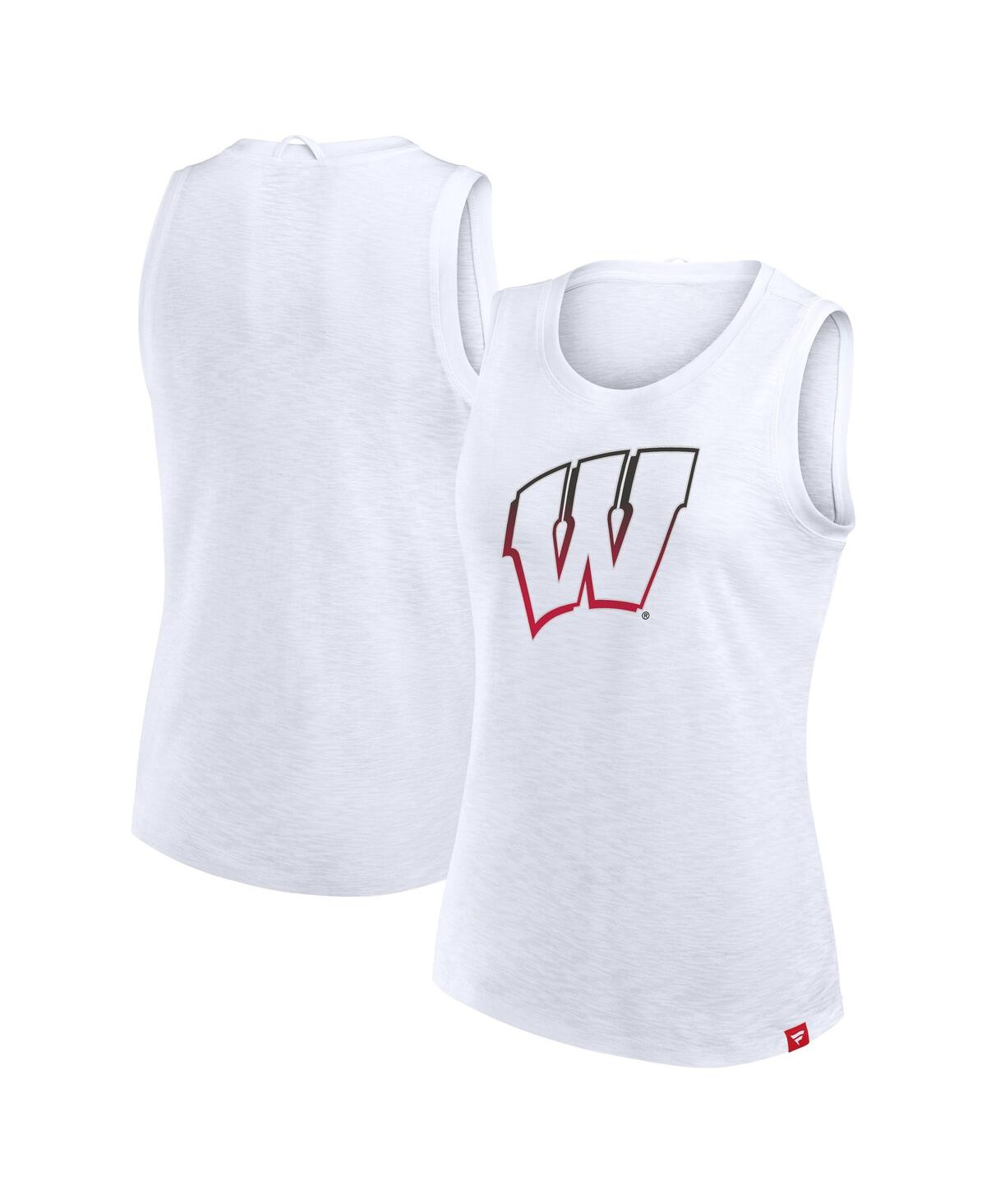 Fanatics Women's White Wisconsin Badgers Activate Slub Tank Top