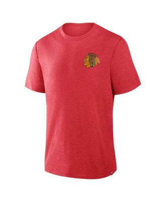 Men's Heather Red Chicago Blackhawks Fan Lanes Tri-Blend T-Shirt