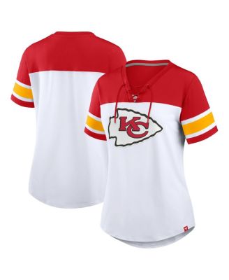 Fanatics - Women's White/Red Kansas City Chiefs Athena Lace-Up V-Neck T-Shirt