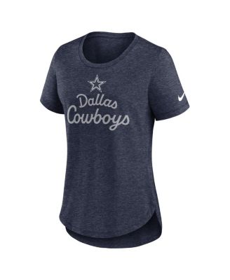 Women's Heather Navy Dallas Cowboys Script Tri-Blend T-Shirt