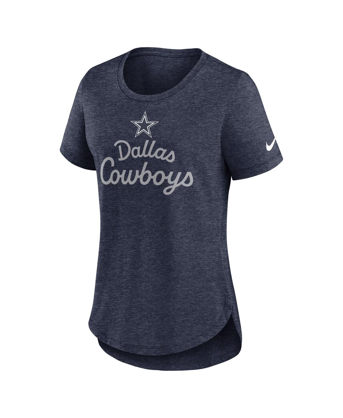 Nike Women's Heather Navy Dallas Cowboys Script Tri-blend T-shirt In Blue