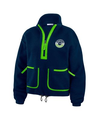 Women's College Navy Seattle Seahawks Polar Fleece Half-Zip Jacket