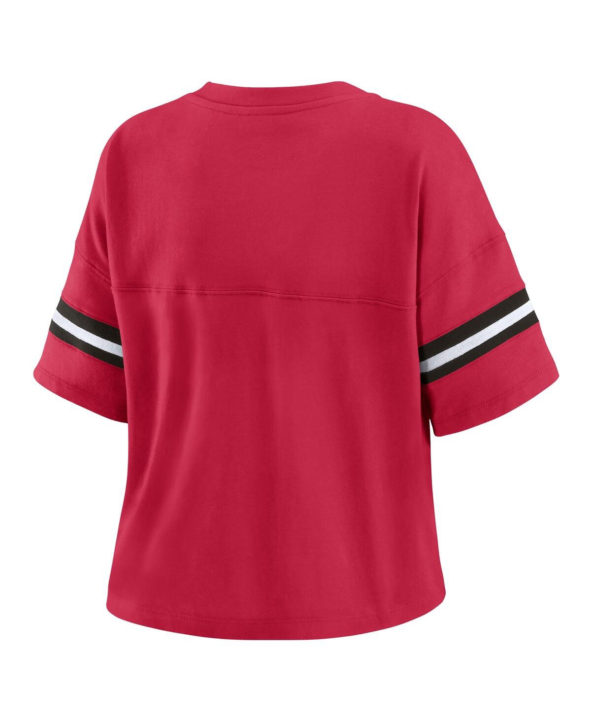 Wear By Erin Andrews Cardinal Arizona Cardinals Color Block Boxy Modest Crop V-neck T-shirt In Red