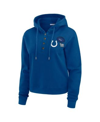 Women's Blue Indianapolis Colts Waffle Hoodie Pullover Top