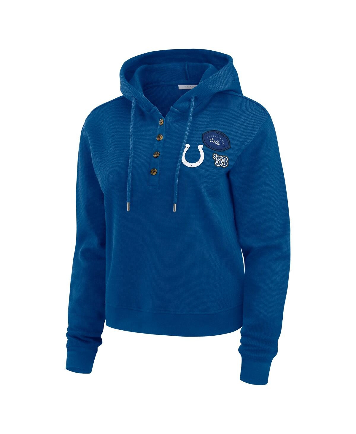 Wear By Erin Andrews Blue Indianapolis Colts Waffle Hoodie Pullover Top In Blue