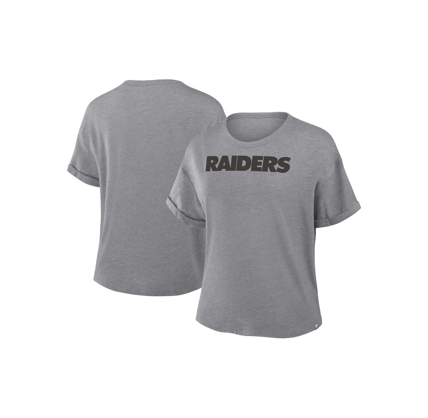 Women's Heather Gray Las Vegas Raiders Swing Pass Tri-Blend Boxy T-Shirt