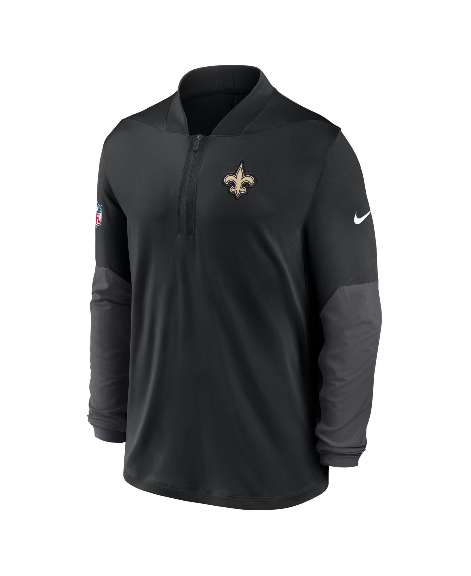 Men's Black New Orleans Saints Sideline Feel the Pressure Performance Half-Zip Pullover