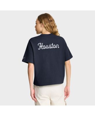 Women's Navy Houston Texans Rewind Pocket Boxy T-Shirt