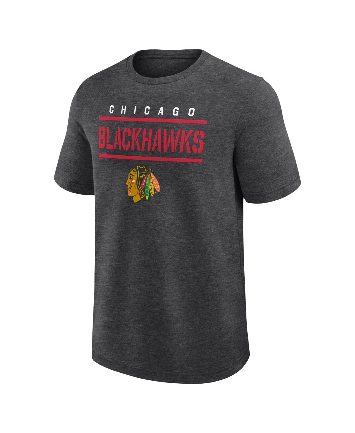 Logo Athletic Men's Heather Charcoal Chicago Blackhawks Top Notch T-shirt In Gray
