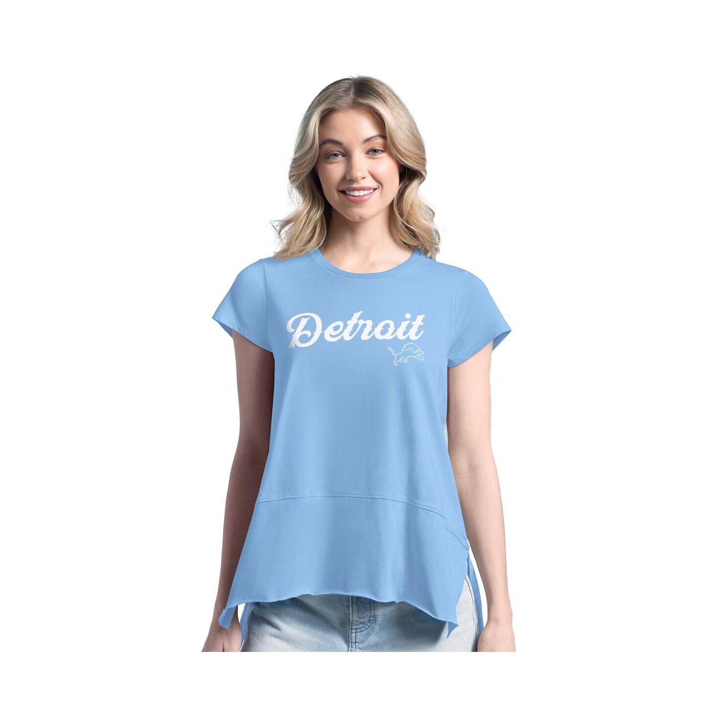 Женская футболка Margaritaville Light Blue Detroit Lions Gametime Is Paradise — фото 1