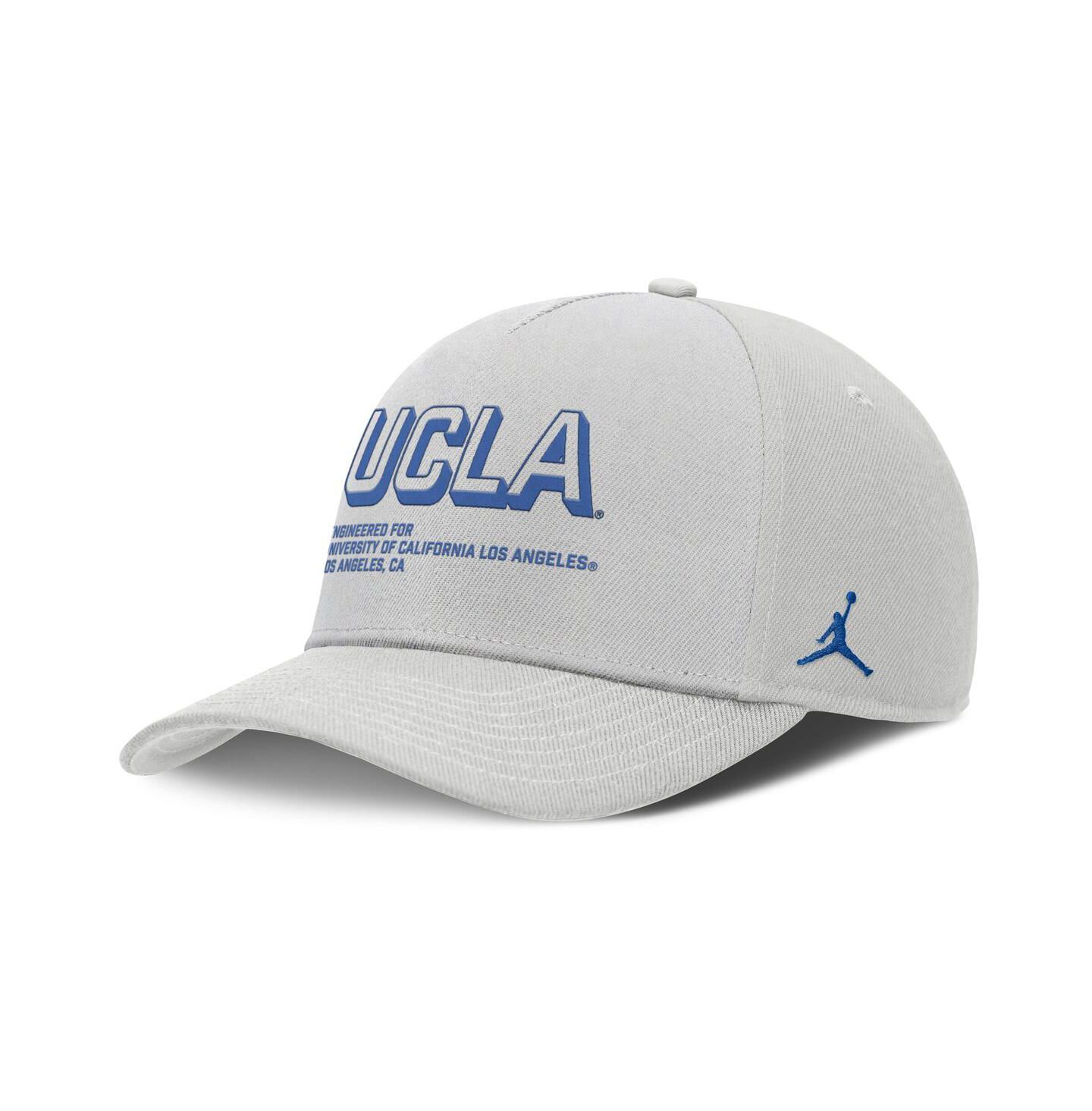 Мужская кепка Jordan Gray Ucla Bruins 2025 Sideline Dust Pinched Rise Adjustable Hat — фото 1