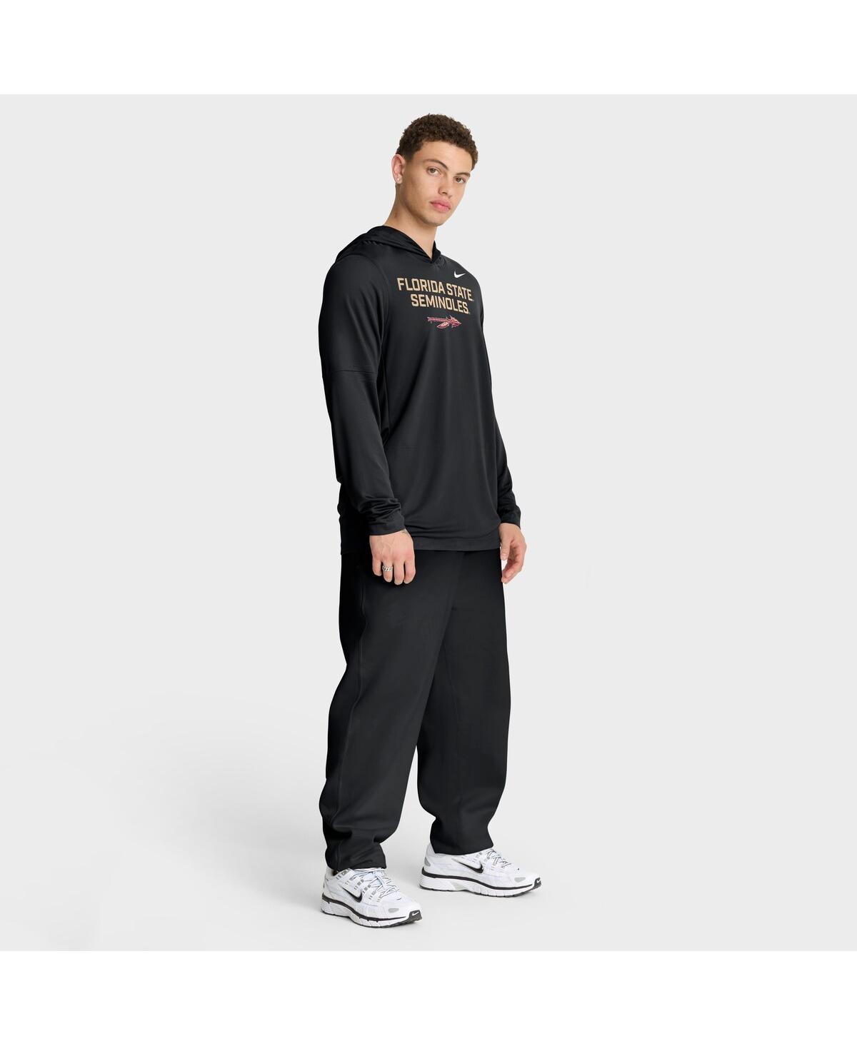 Nike Men's Black Florida State Seminoles 2025 Sideline Performance Long Sleeve Hoodie T-shirt In Black