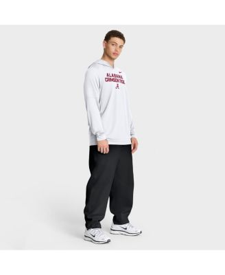 Men's White Alabama Crimson Tide 2025 Sideline Performance Long Sleeve Hoodie T-Shirt