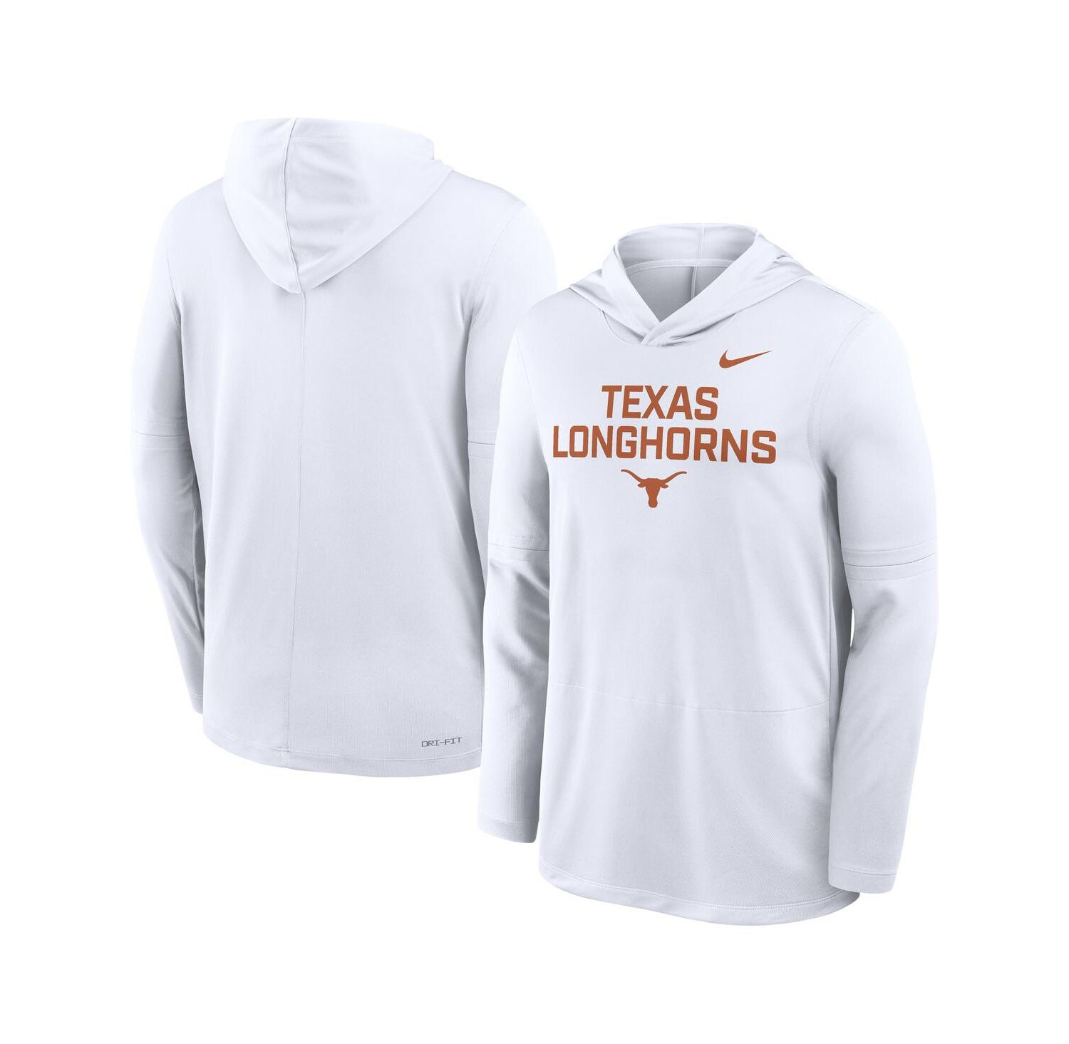 Men's White Texas Longhorns 2025 Sideline Performance Long Sleeve Hoodie T-Shirt