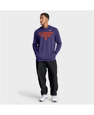 Men's Purple Clemson Tigers 2025 Sideline Performance Long Sleeve Hoodie T-Shirt