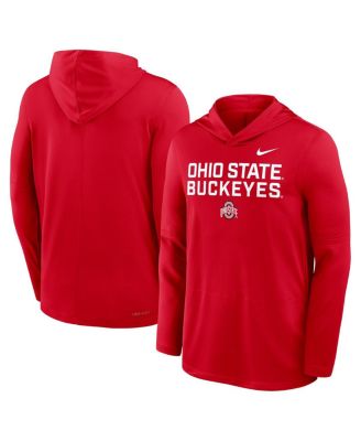 Men's Scarlet Ohio State Buckeyes 2025 Sideline Performance Long Sleeve Hoodie T-Shirt