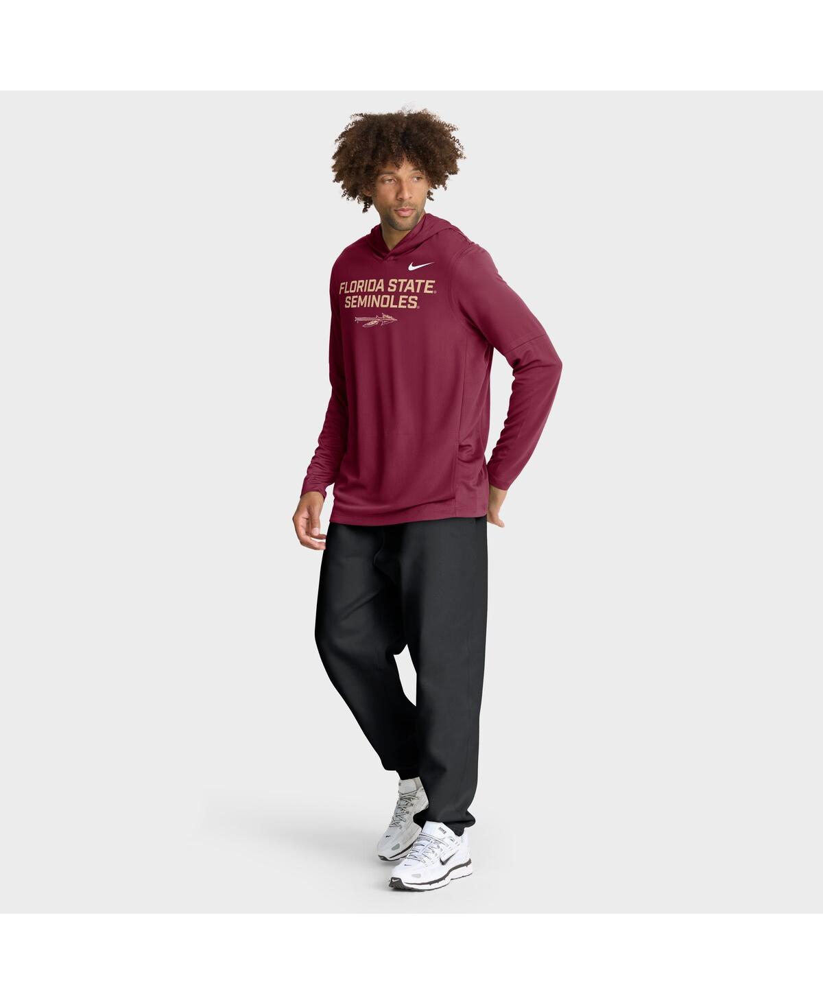 Nike Florida State Sideline  Men's Dri-fit College Long-sleeve Hooded Top In Burgundy