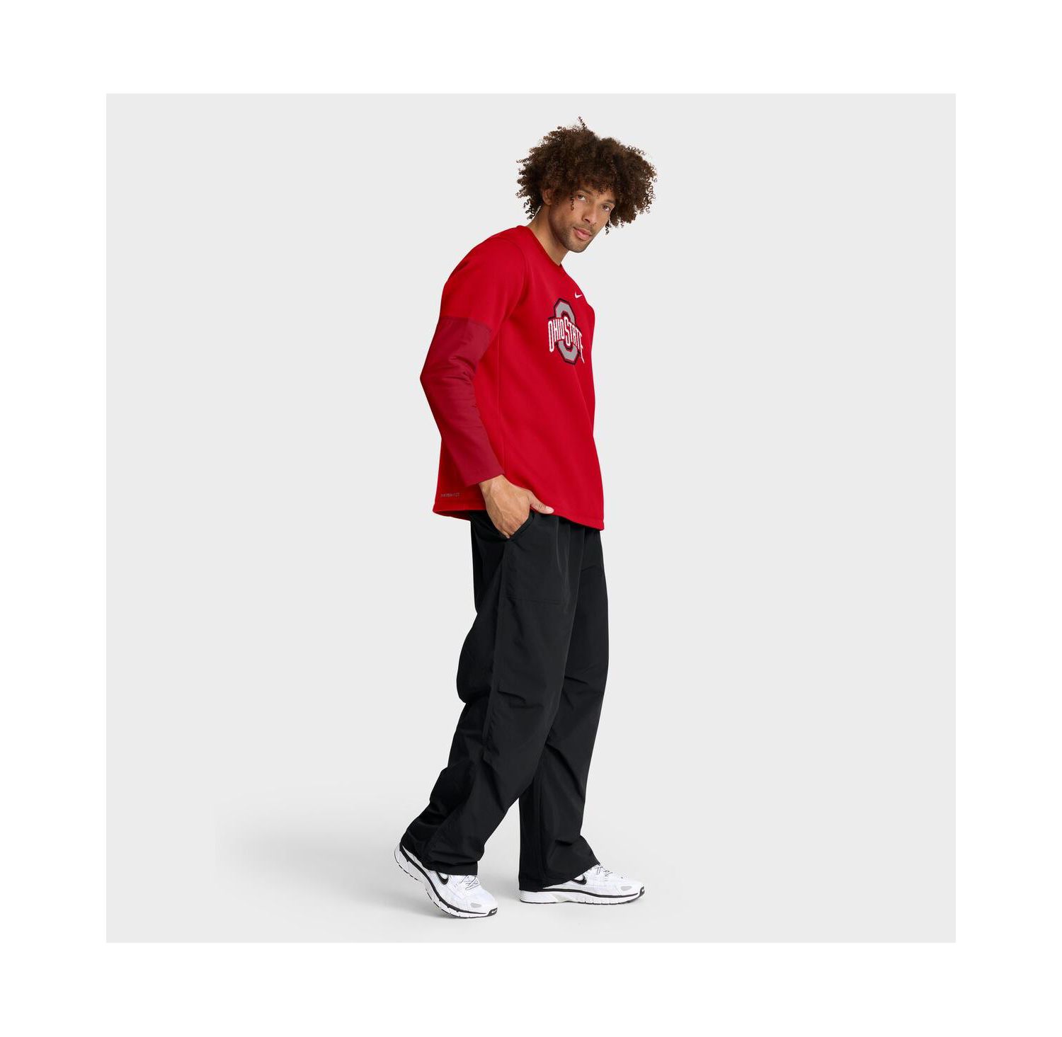 Men's Scarlet Ohio State Buckeyes 2025 Sideline Coach Performance Long Sleeve T-Shirt