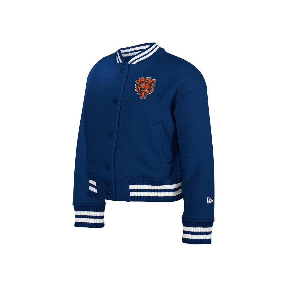 New Era Big Boys And Girls Navy Chicago Bears Chenille Applique Fleece Full-snap Jacket In Multi