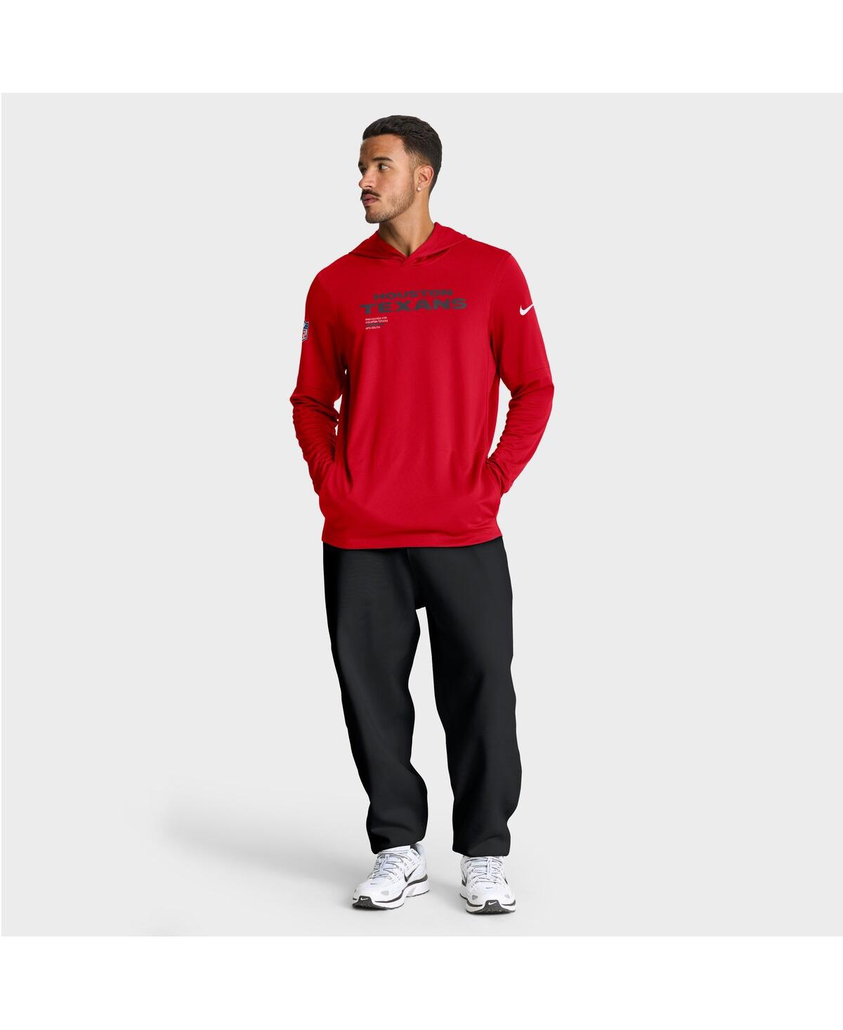Nike Red Houston Texans Sideline Pure Fury Performance Long Sleeve Hoodie T-shirt In Red