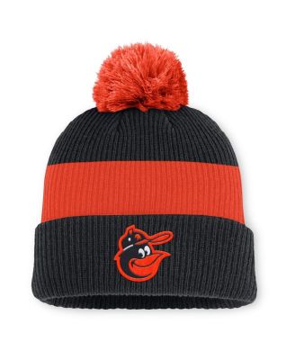 Nike - Men's Black/Orange Baltimore Orioles Cooperstown Collection Peak Standard Cuffed Knit Hat with Pom