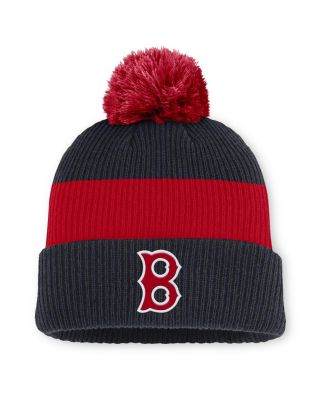 Nike - Men's Navy/Red Boston Red Sox Cooperstown Collection Peak Standard Cuffed Knit Hat with Pom
