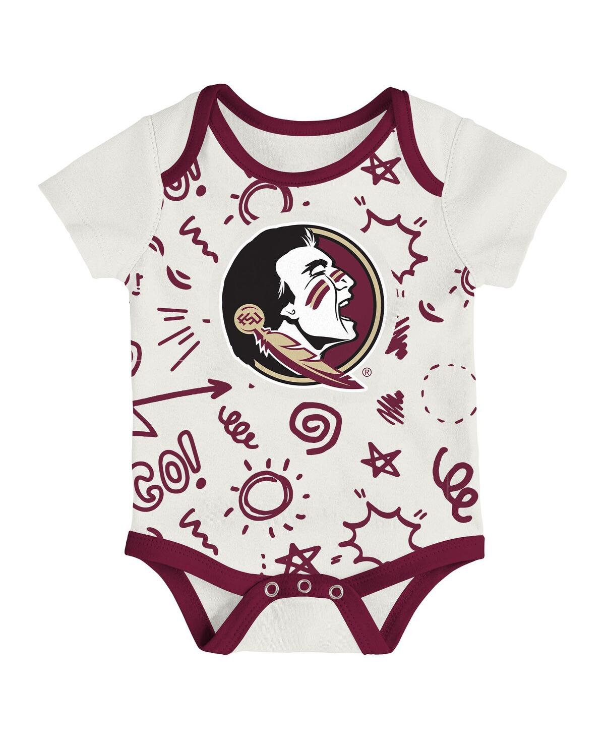 Outerstuff Baby Boys And Girls 3-pack Florida State Seminoles All Day Play Bodysuit Set In Multi