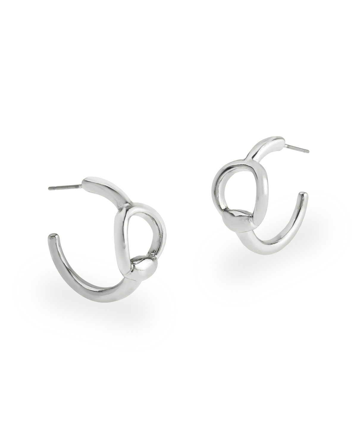 Steve Madden Rhodium Collegiate C Link Hoop Earrings In Silver
