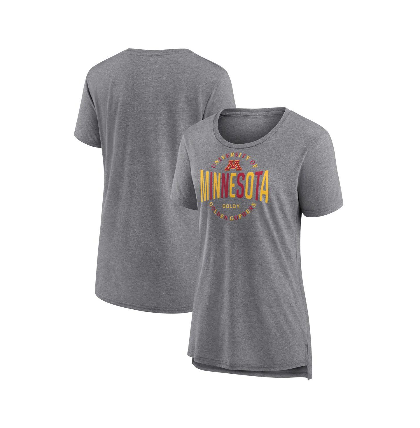 Женская футболка Fanatics Gray Minnesota Golden Gophers True Classics Break It Down Tri-Blend — фото 1