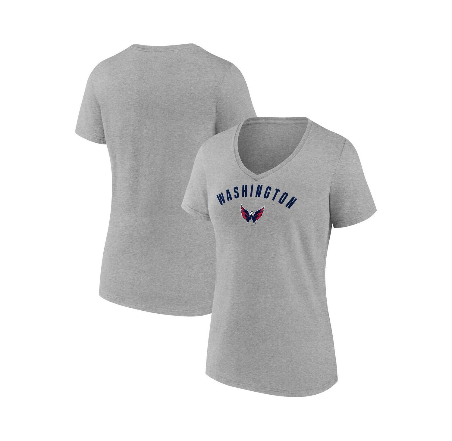 Women's Gray Washington Capitals V-Neck T-Shirt