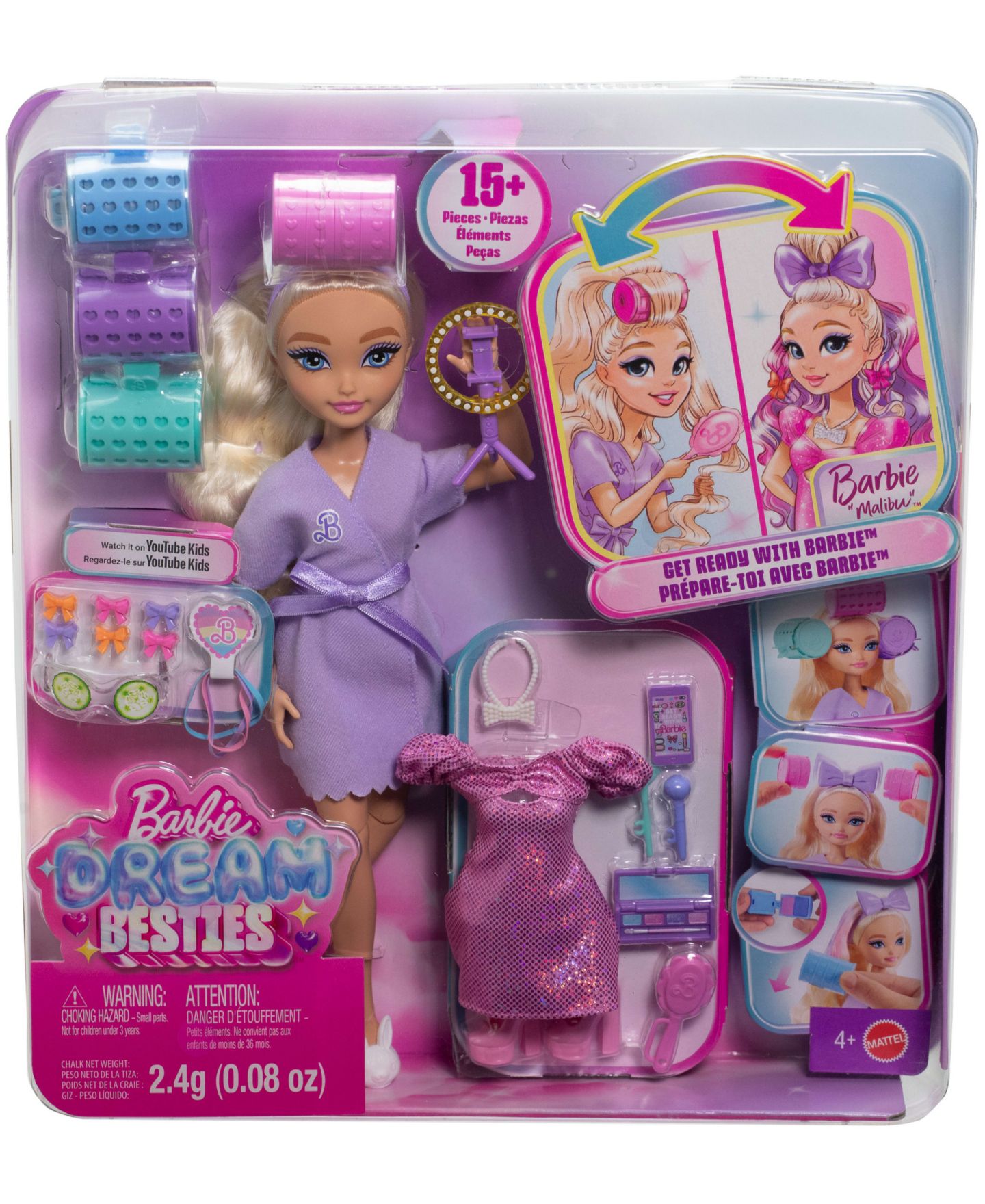 Детская кукла Barbie Dream Besties Malibu Hair Styling Fashion Doll, Ages 4+ — фото 6