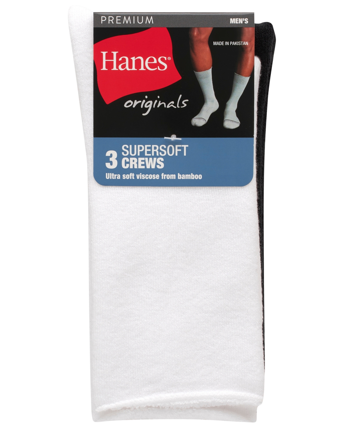 Hanes Men's Originals Premium Supersoft Crew Socks, 3-pack In Multi