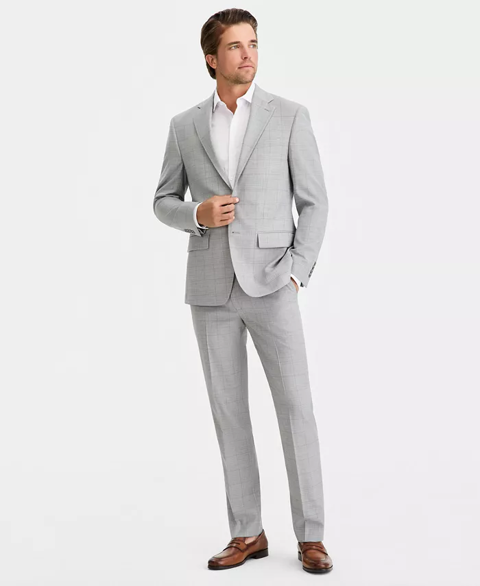 Men's Slim-Fit Wool-Blend Plaid Suit Jacket - thumbnail 6