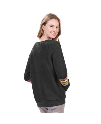 Women's Charcoal New York Yankees Allana Stripe Pullover Sweatshirt