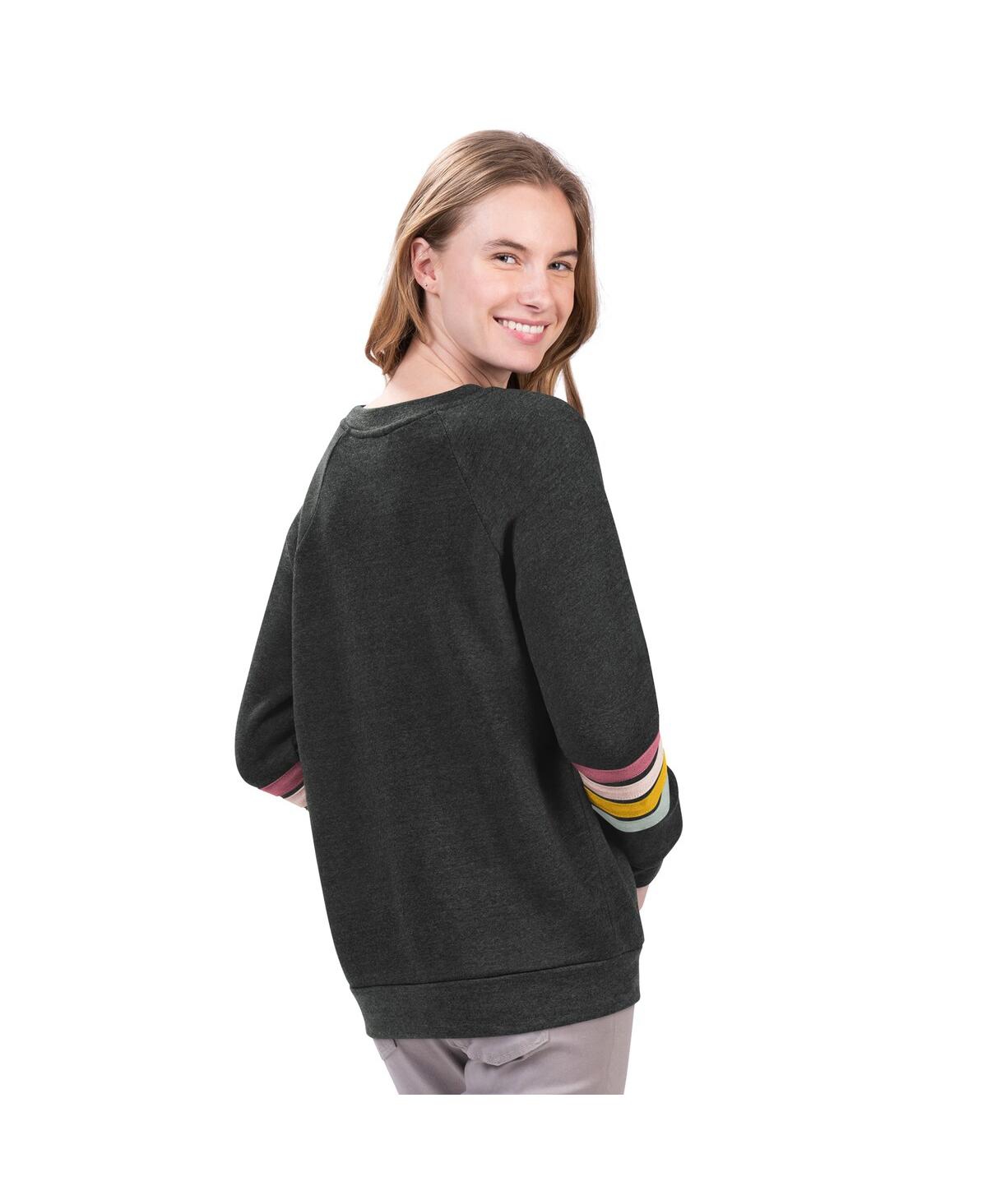 G-iii 4her By Carl Banks Women's Charcoal New York Yankees Allana Stripe Pullover Sweatshirt In Black