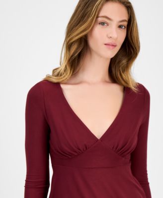 Juniors' Long-Sleeve Babydoll Top