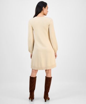 Women's Cable-Knit Long-Sleeve Sweater Dress