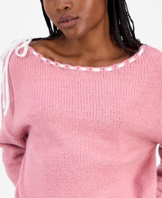 Juniors' Bow Boat-Neck Sweater