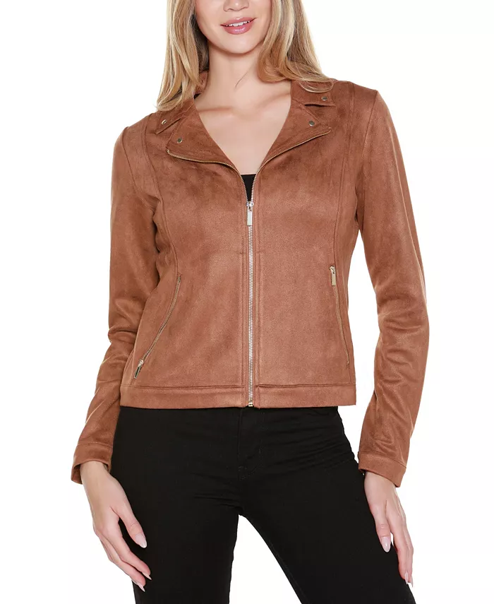 Women's Faux-Suede Moto Jacket - thumbnail 7