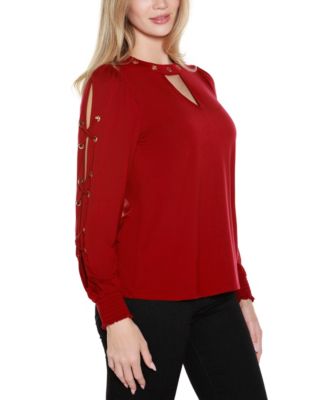Women's Slit-Sleeve Keyhole Knit Top