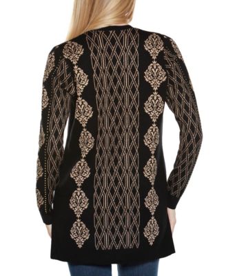Women's Lurex Jacquard Open-Front Cardigan Sweater