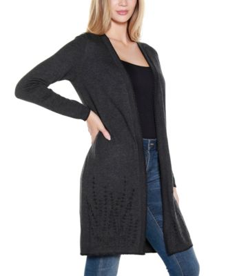 Women's Embroidered Open-Front Cardigan Sweater