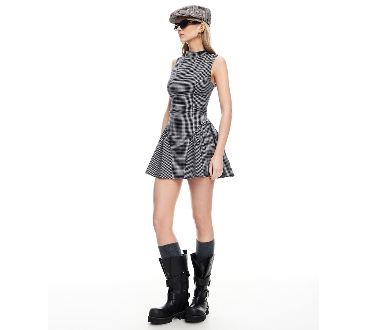 Lioness Chelsea Mini Dress Noir Check In Black